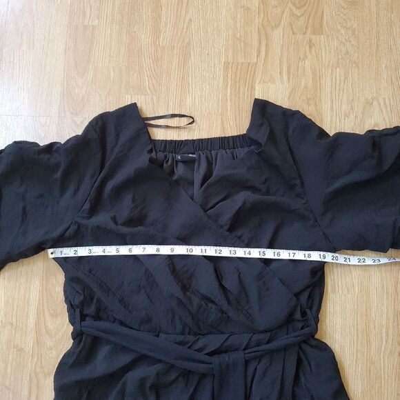 City Chic | Faux Wrap Layered Sleeve Dress - size 16 in Black - Picture 8 of 13